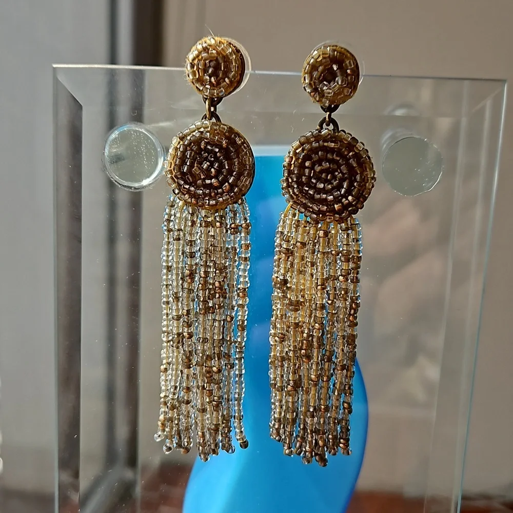 J. Crew Beaded Tassel Earrings
